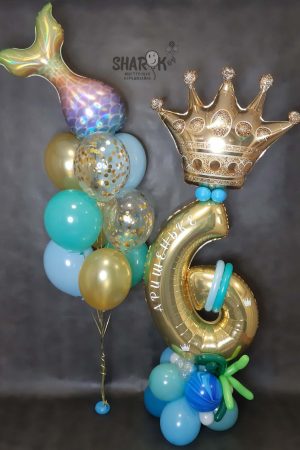 Композиция цифра с короной в морском стиле